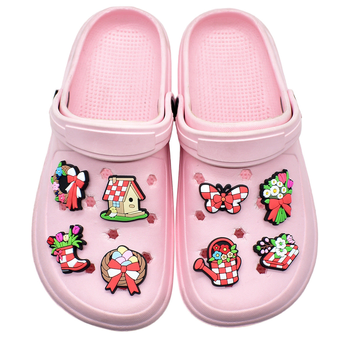 Wholesale Random 100pcs  Spring Picnic Series  PVC Soft Rubber Shoe Buckle Decoration