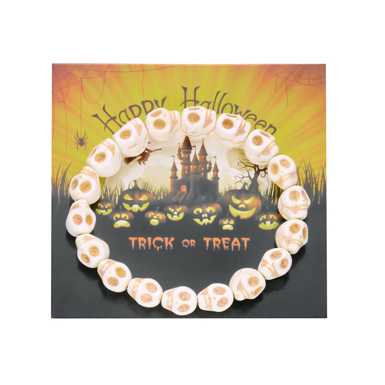 Wholesale Halloween Resin Beaded Bracelet Skull Paper Card Bracelet