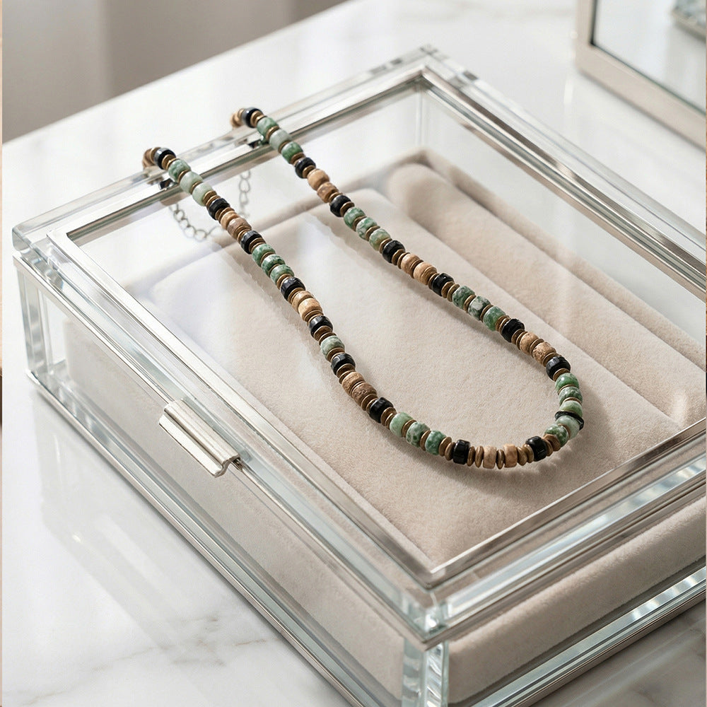 Wholesale Men' s Bohemian Wood Necklace with Zinc Alloy Pendant Retro Summer Gift