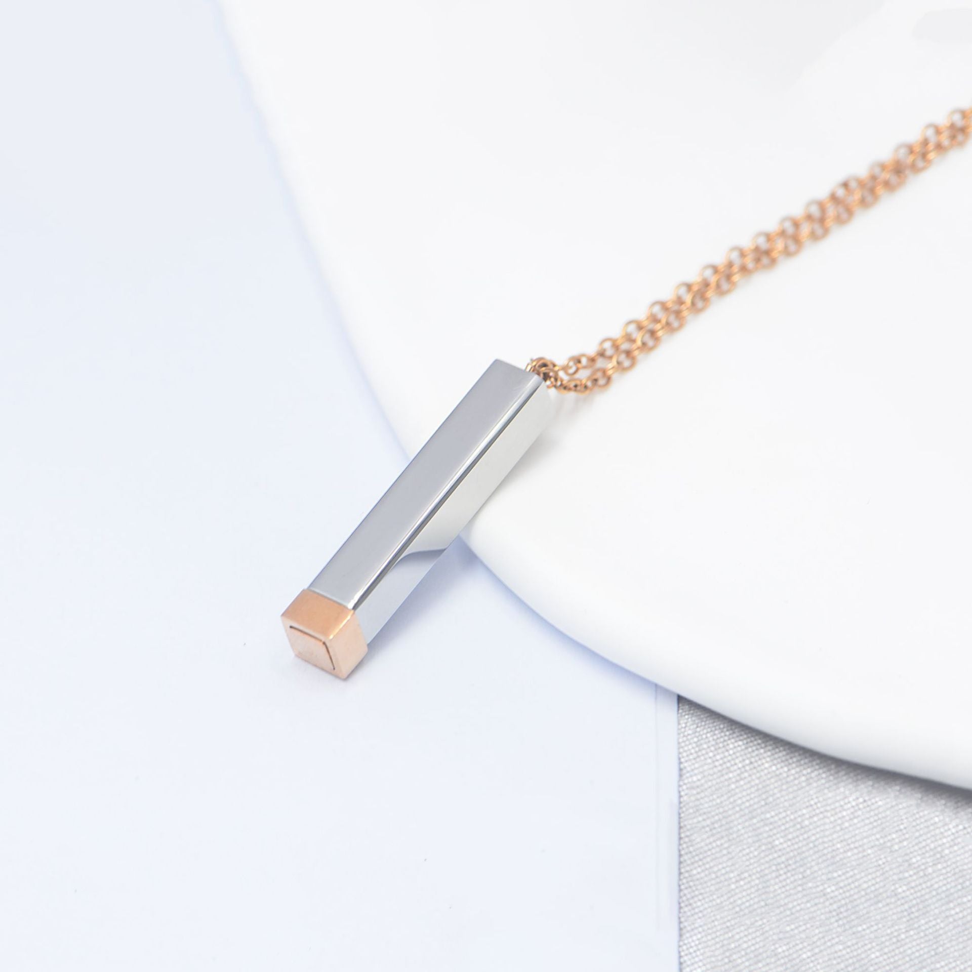 Wholesale Stainless Steel Necklace Double-layer Stereo Rod Necklace