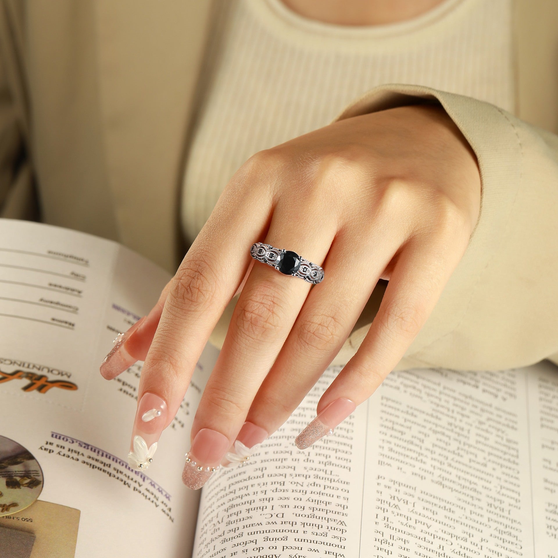 Wholesale S925 sterling silver black nano ring