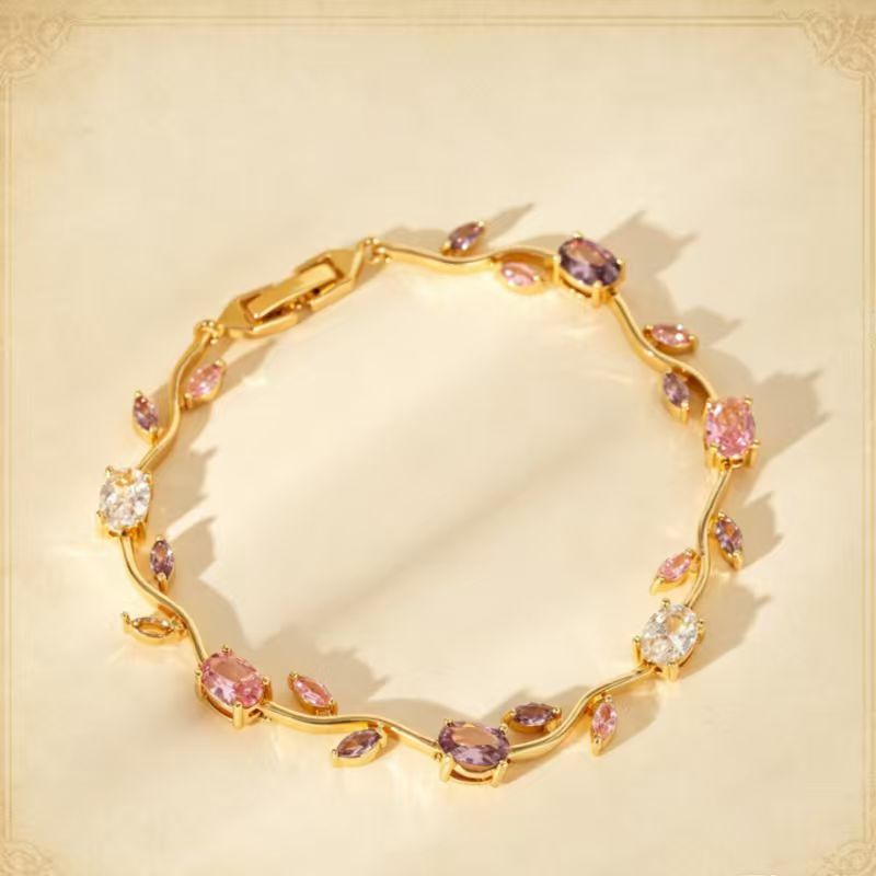Wholesale Alloy Colorful Zircon Branches Bracelet,  Fashionable European Style Jewelry for Boutique Resale