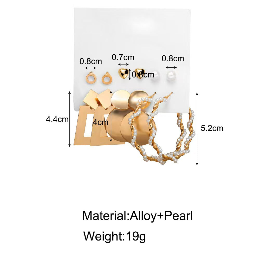 Wholesale Gold Pearl Earrings Set Metal Earrings Heart-Shaped Butterfly Earrings