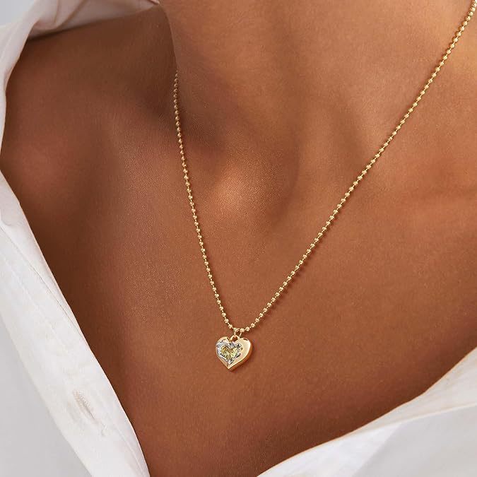 Wholesale  love diamond pendant two-color heart lady elegant clavicle chain