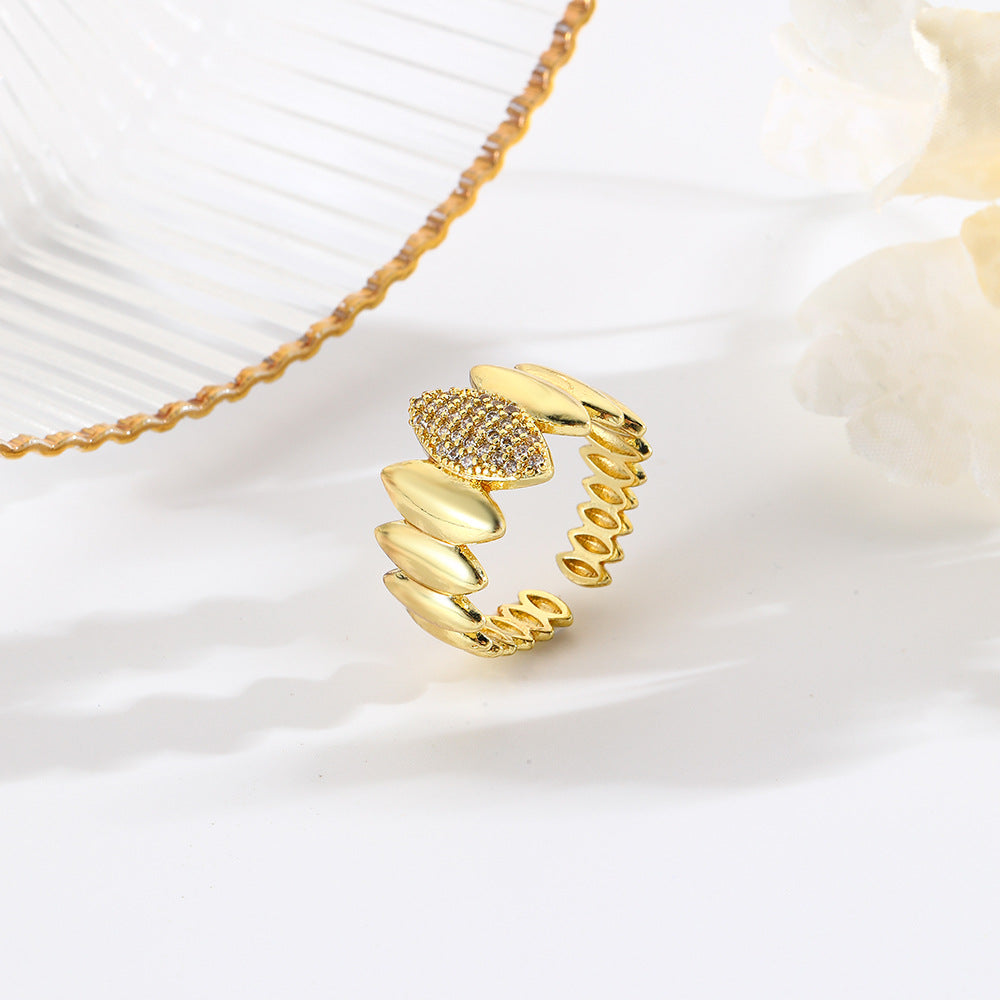 Wholesale 18k copper plated geometric adjustable ring