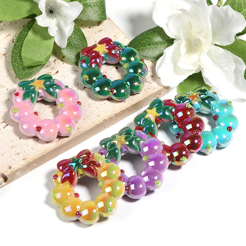 Wholesale 30pcs/pack Christmas five-pointed star bow Acrylic Beads DIY Bead Accessories