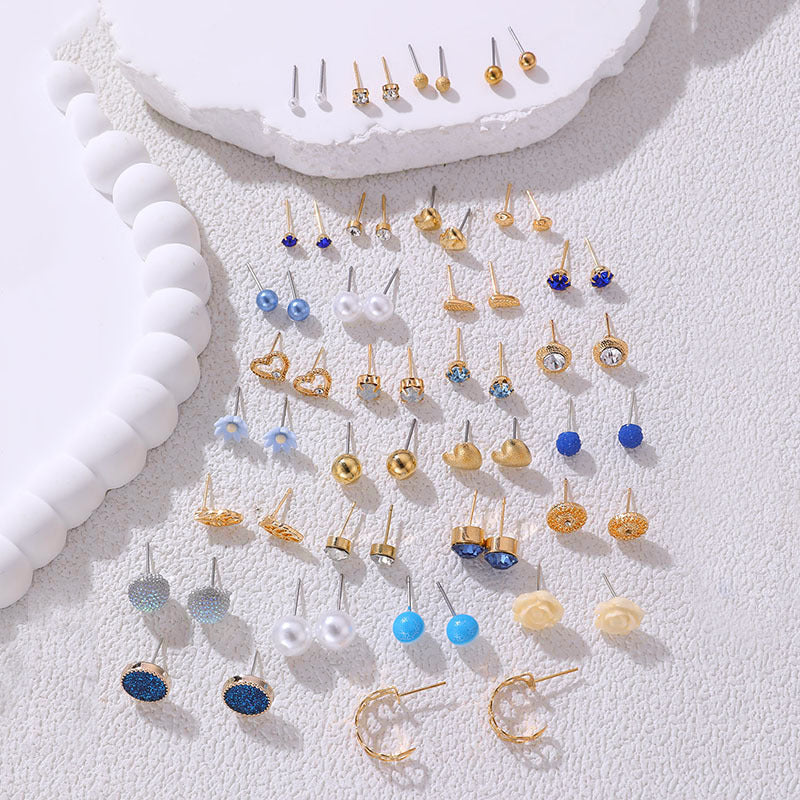 Wholesale diamond compact exquisite love pearl geometric combination female earrings