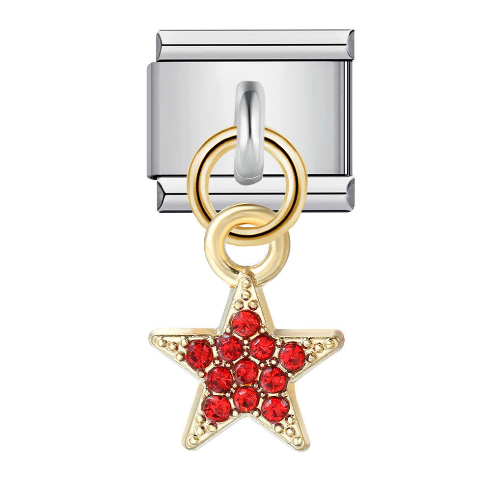 Wholesale  Italian Charm Bracelet 9mm DIY Five-Pointed Stae Creative Stainless Steel Composable Bracelet