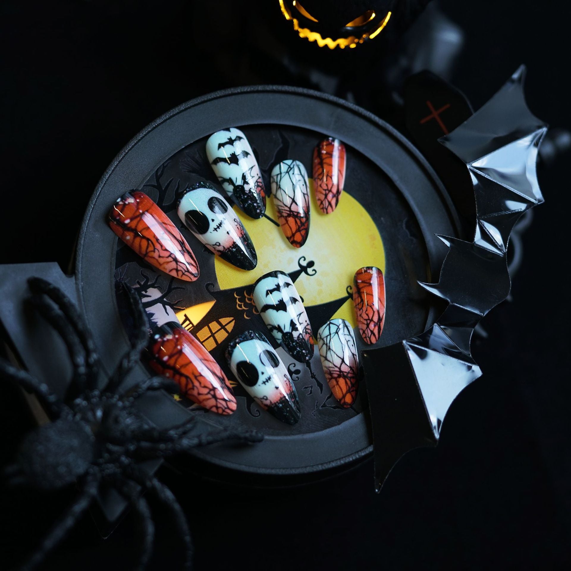 Wholesale 24 Pieces/ box  Cartoon Skull Nails Kits Nail Stickers