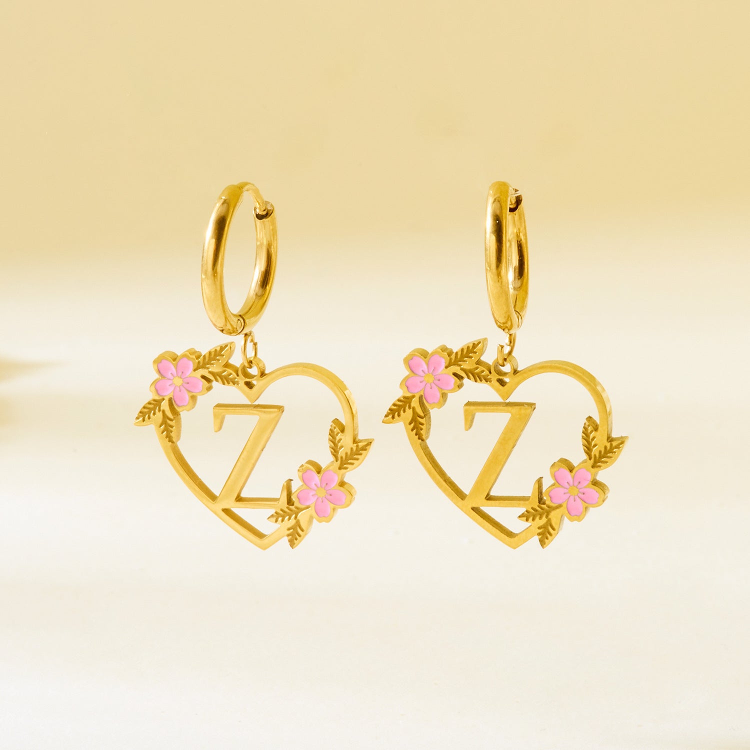 Wholesale  Stainless Steel Heart Letter Earrings