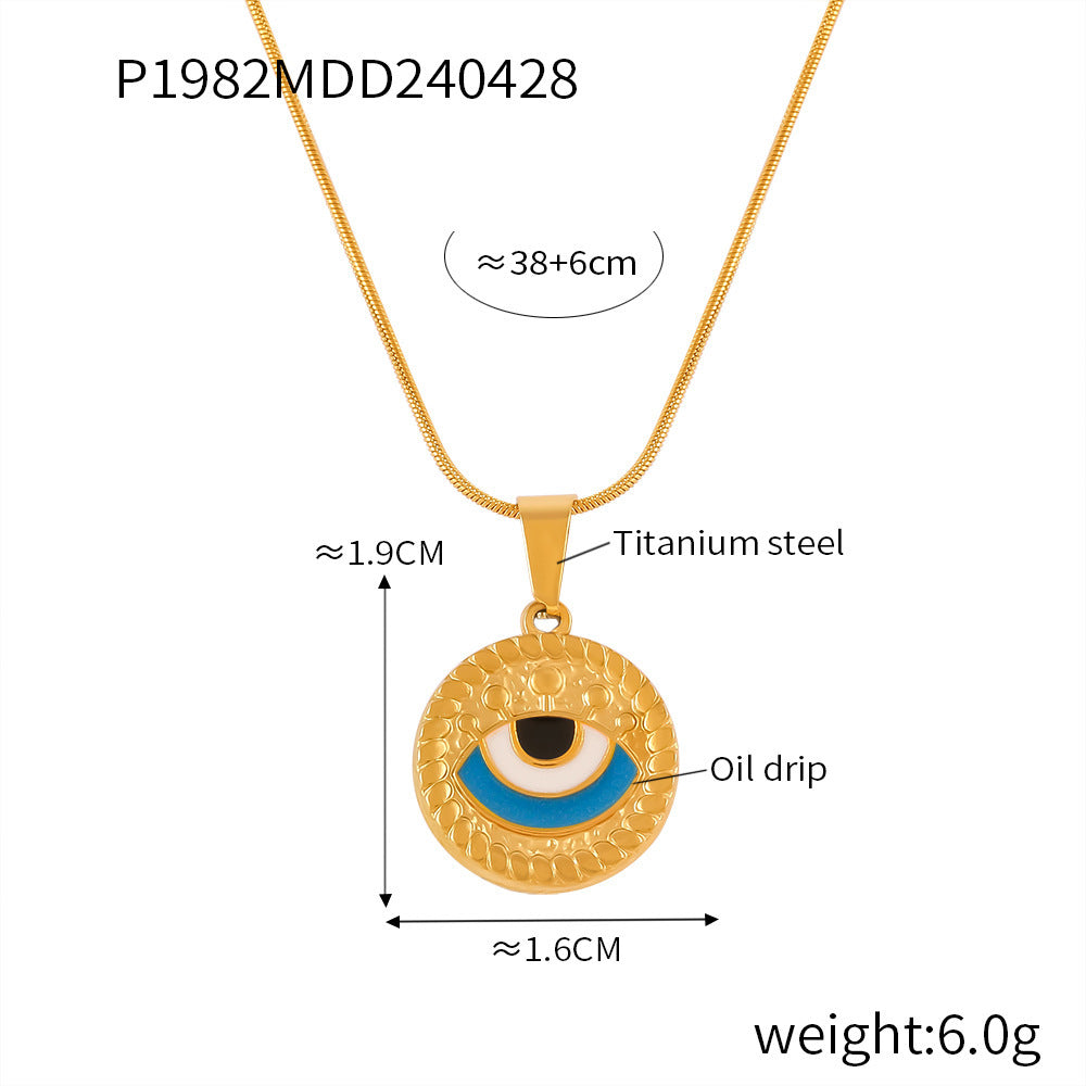 Wholesale Vintage Oil Drop Demon Eye Titanium Steel Necklaces Choker Necklaces ACC-NE-OMK005