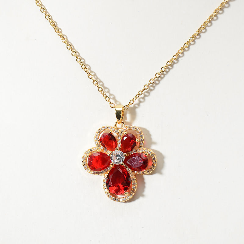 Wholesale Rhinestone Flower Long Necklace Accessories