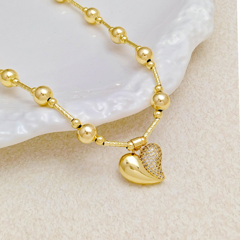 Wholesale  Heart Necklace Clavicle Chain Copper Plated 18K Heart Necklaces