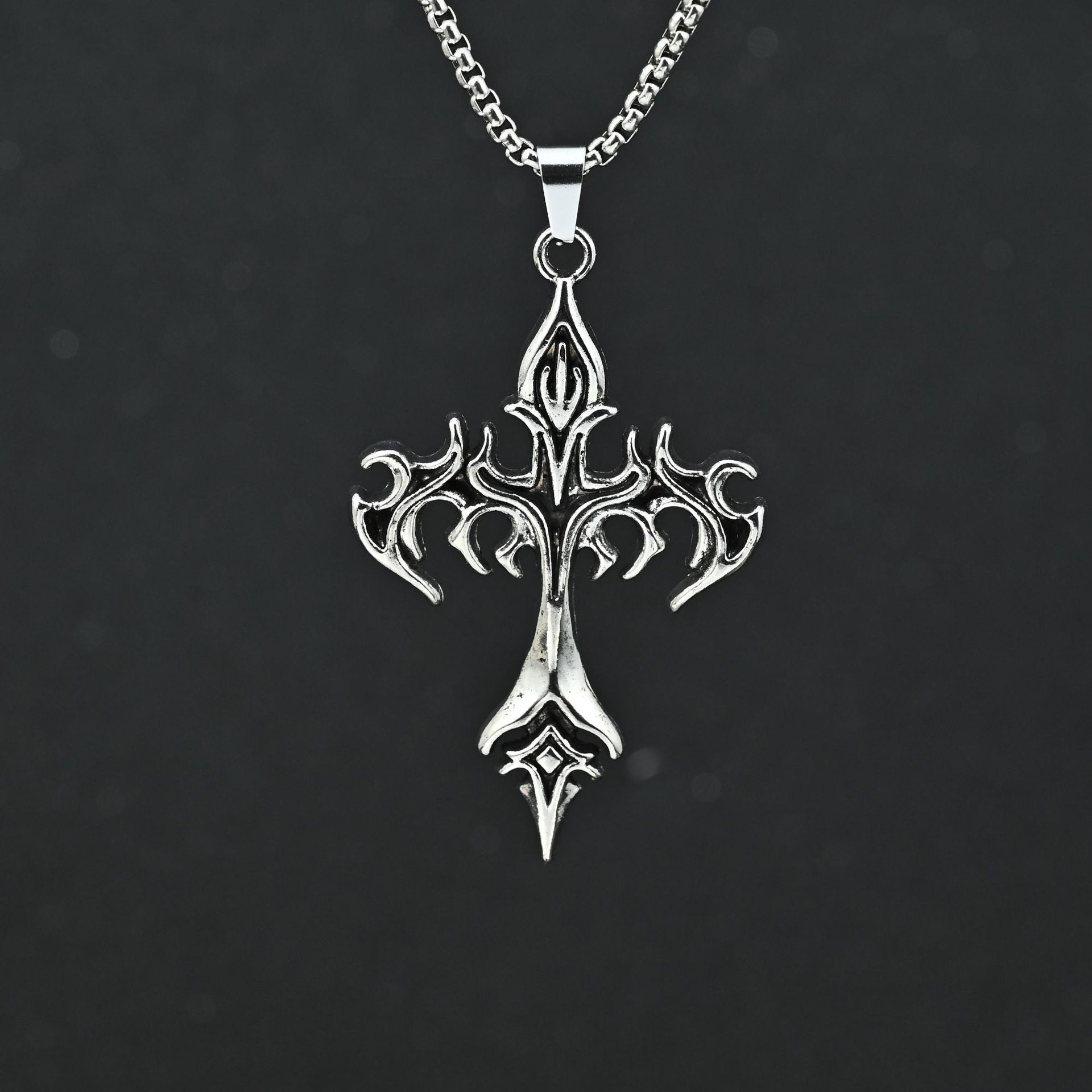 Wholesale Hip Hop Street Style Irregular Cross Pendant Necklace Stainless Steel Electroplated Chain Fashion Jewelry Resale Accessory