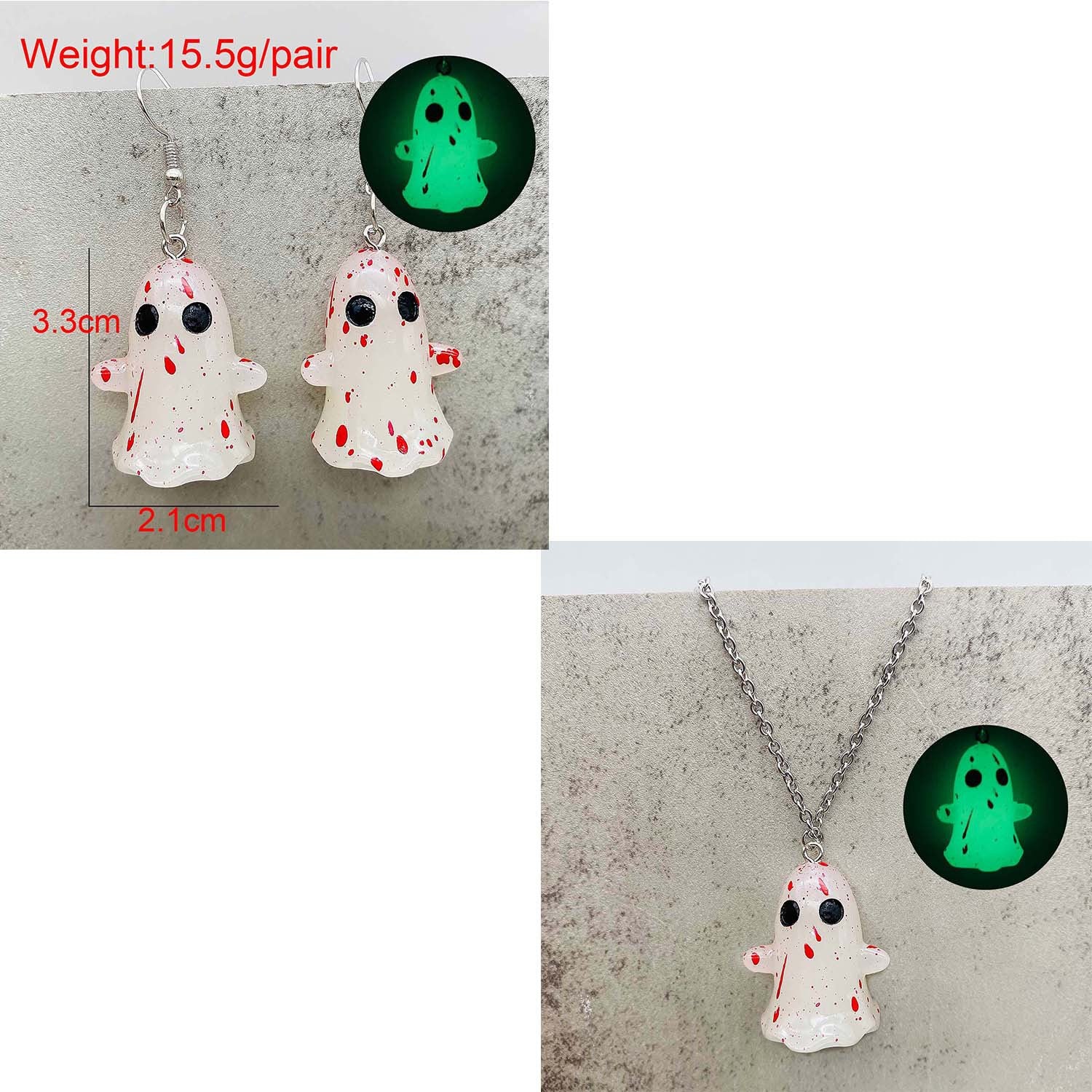 Wholesale Halloween 3D Luminous Ghost Pumpkin Earrings Necklace Sets ACC-ES-ChenY032
