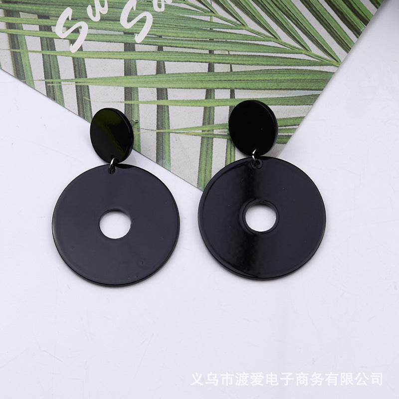 Wholesale  12-Color Round Cut Out Acrylic Earrings