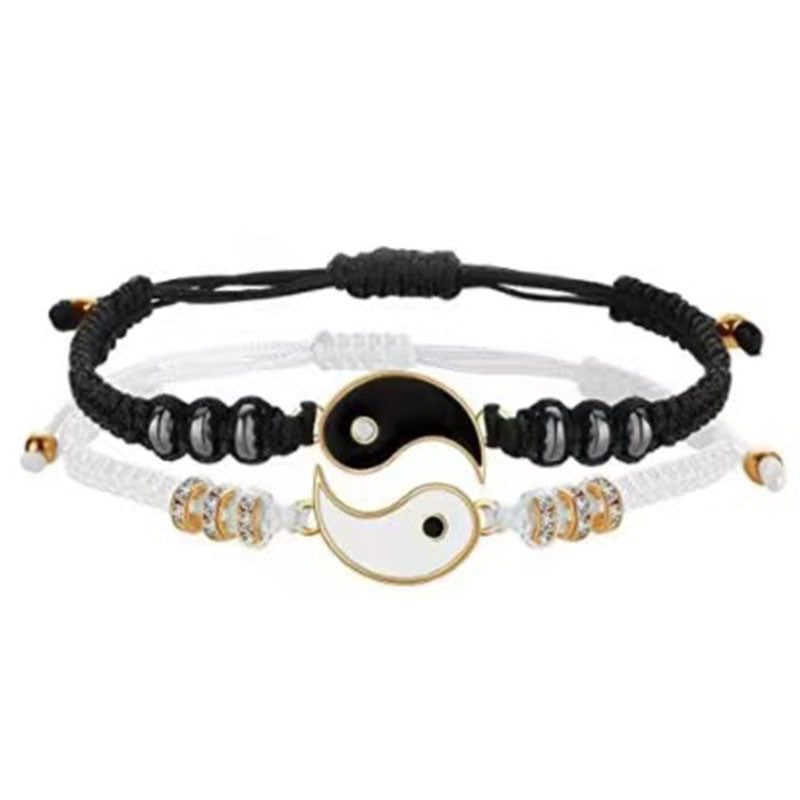 Wholesale Trendy Alloy Handmade Woven Couple Bracelet Set Taiji Bagua Design Gift Resale
