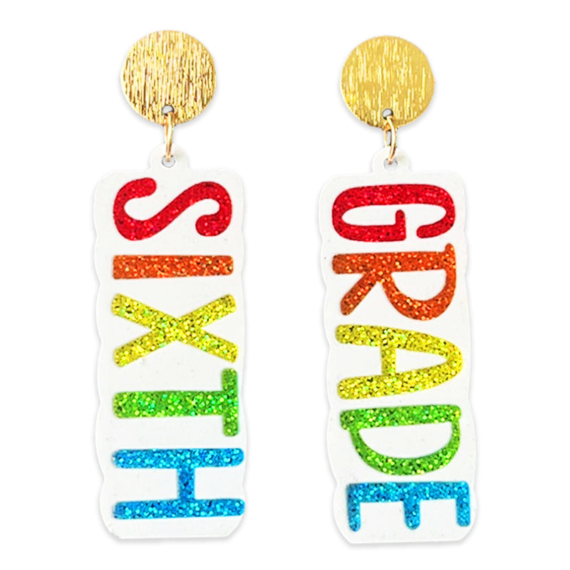 Wholesale Shiny colored earrings with words