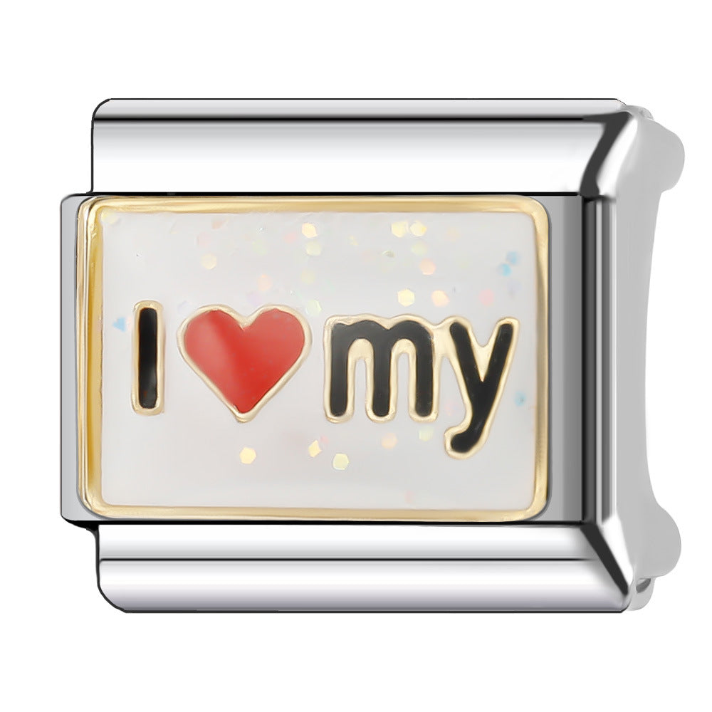 Wholesale Italian Charm Bracelet 9mm DIY English Series Creative Stainless Steel Composable Bracelet