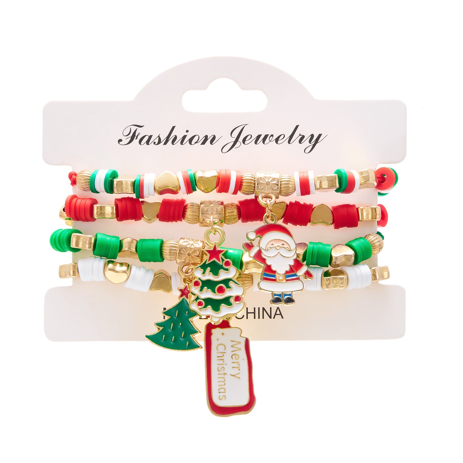 Wholesale Christmas  Antlers Snowman Beaded Bracelet Set