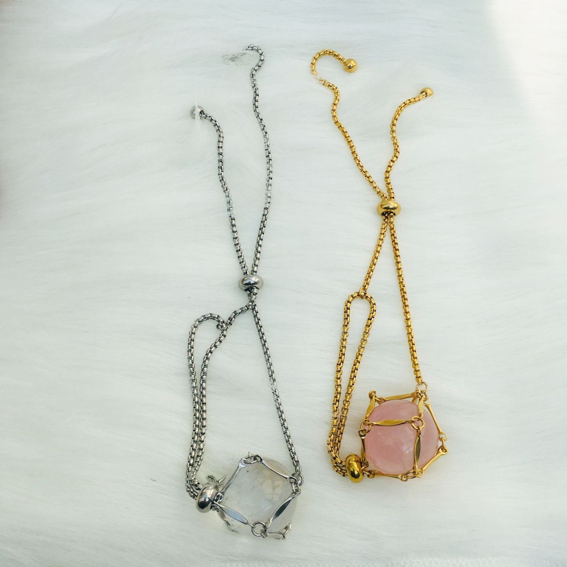 Wholesale Adjustable Replacement Crystal Metal Bamboo Hand Woven Net Pocket Bracelet Flat Chain ACC-BT-RongGuan001