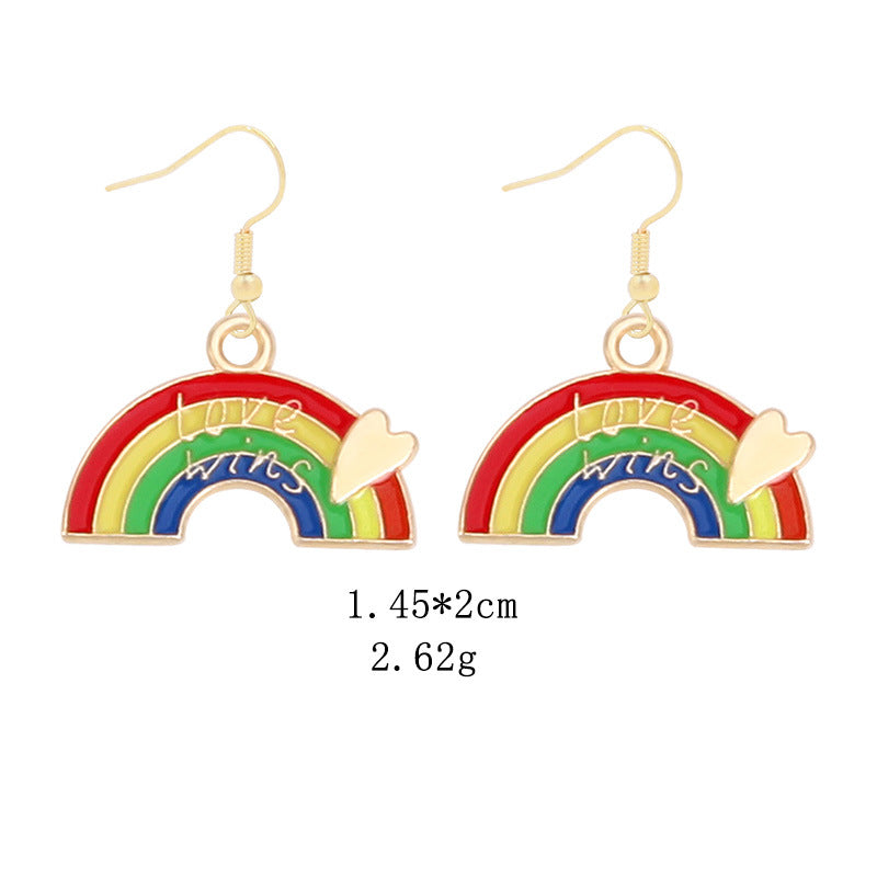 Wholesale LGBT Pride Month Rainbow Alloy Earrings ACC-ES-BinLi002