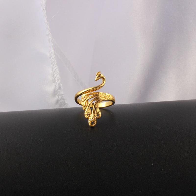 Wholesale 3D Silver Peacock Ring ACC-RS-YuMei013