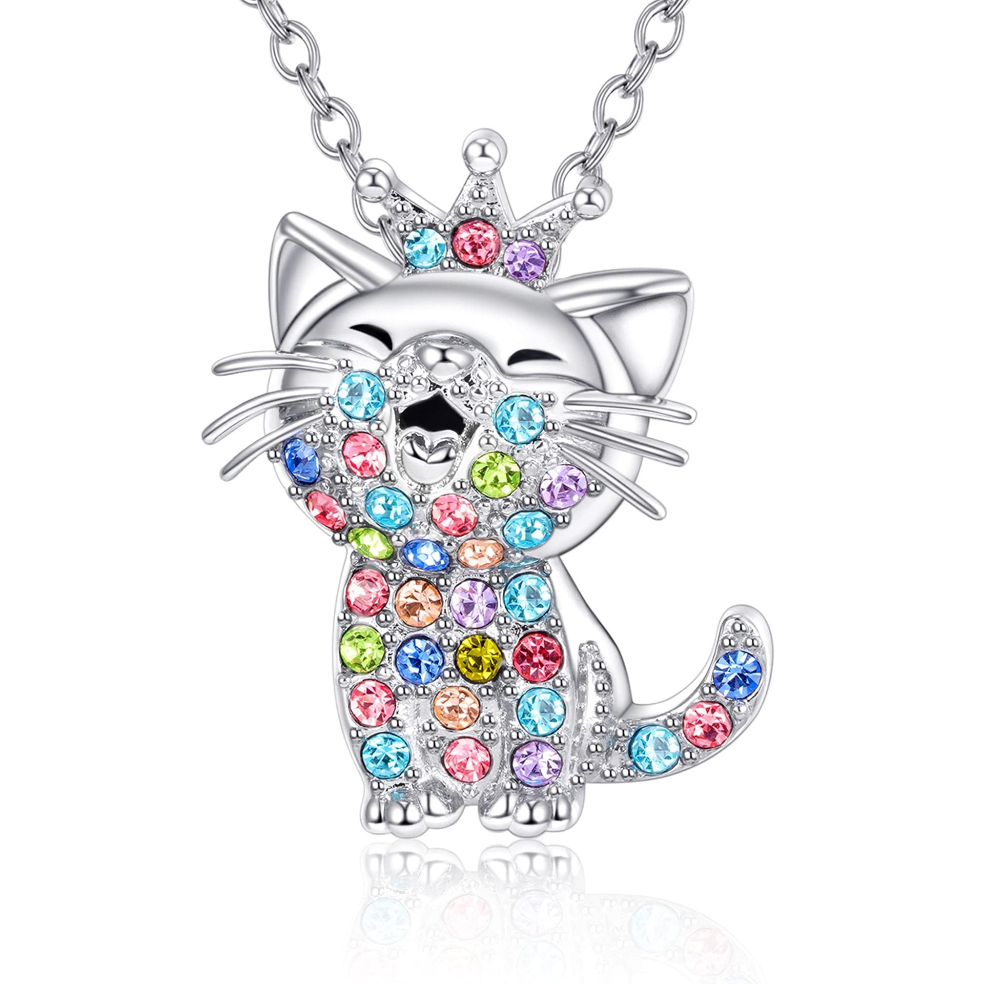 Wholesale  cute color cat diamond pendant simple jewelry  necklace
