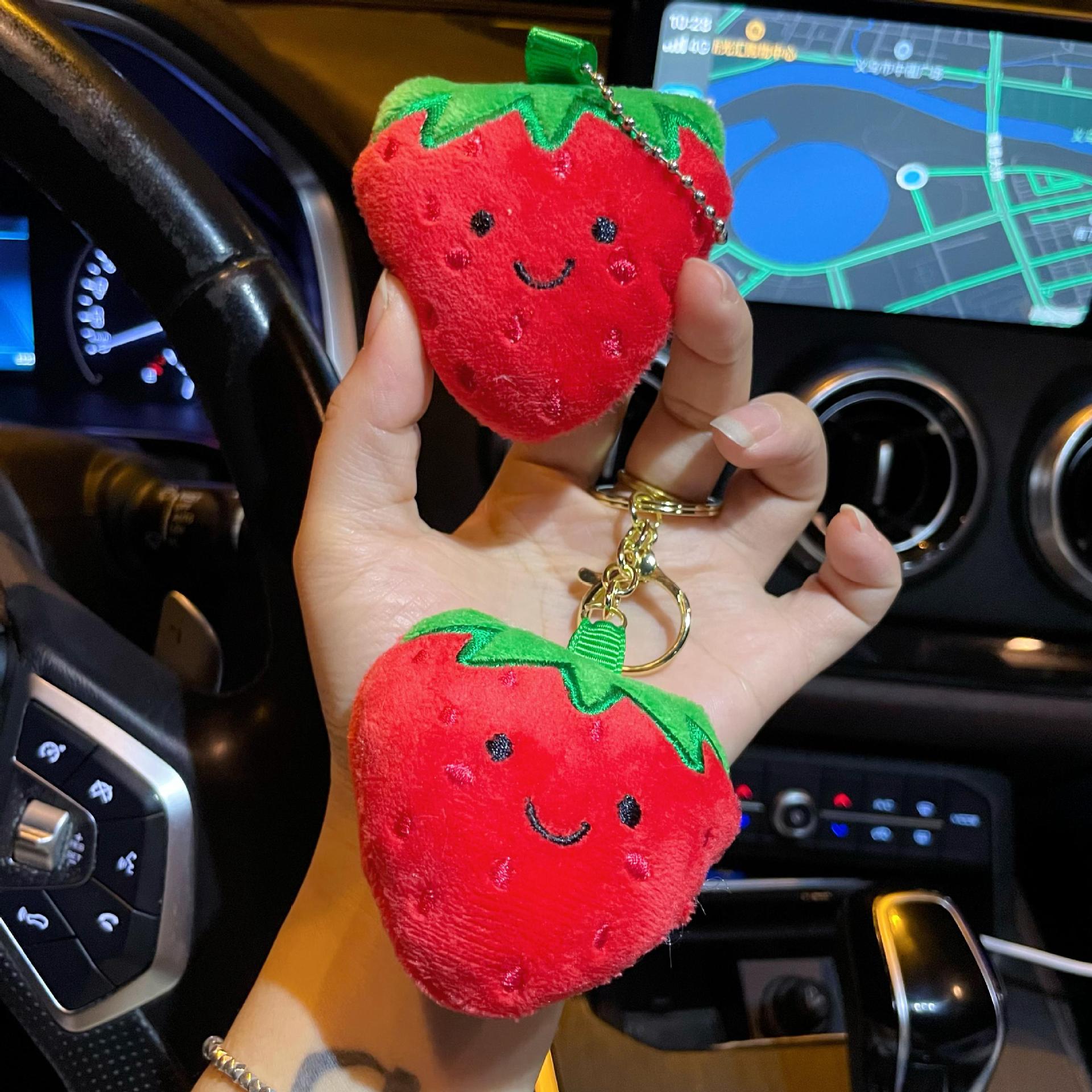 Wholesale Cute Cartoon Strawberry Plush Keychain Bag Charm Car Accessory Gift