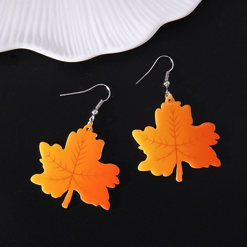 Wholesale Thanksgiving Scarecrow Turkey Legs Maple Leaf Acrylic Earrings ACC-ES-BinLi006