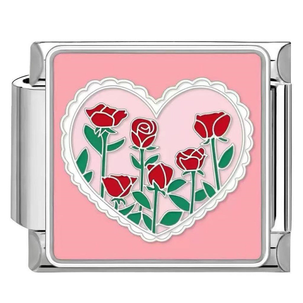 Wholesale DIY modular bracelet with floral pattern,  original design,  Italian Charms Bracelet