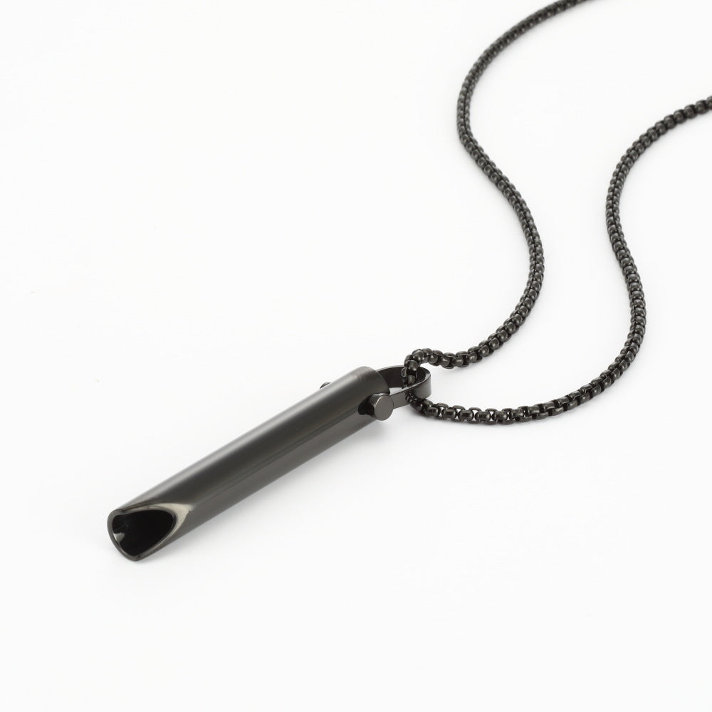 Wholesale Yoga Meditation Stress Relief Whistle Stainless Steel Necklace ACC-NE-QinShi004