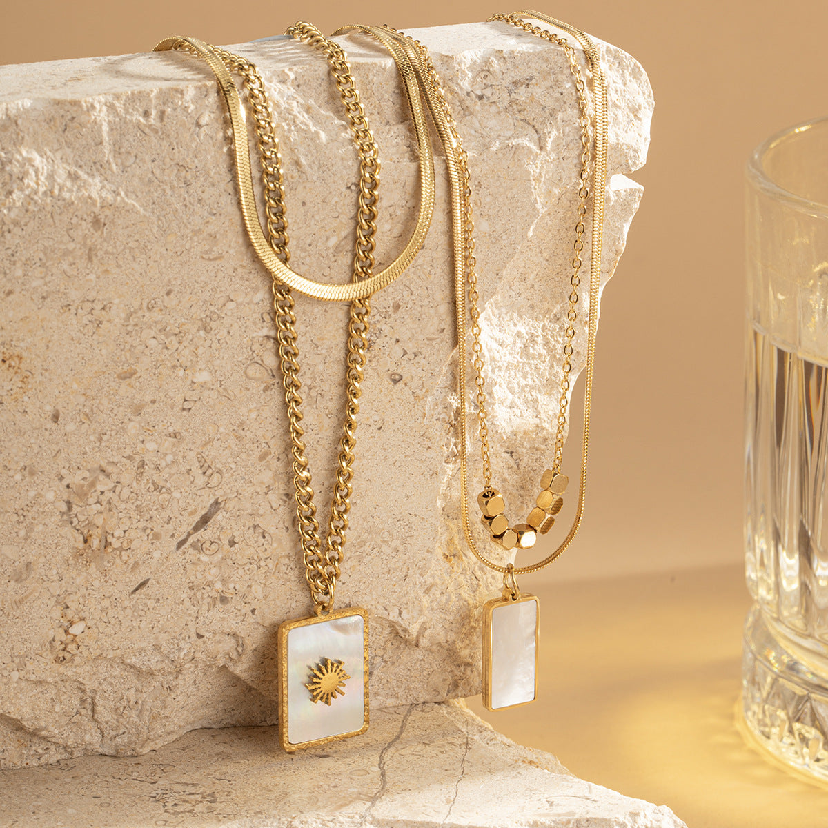 Wholesale Titanium Steel Necklace Shell Necklace Multi-layered Sweater Necklace ACC-NE-Jind003