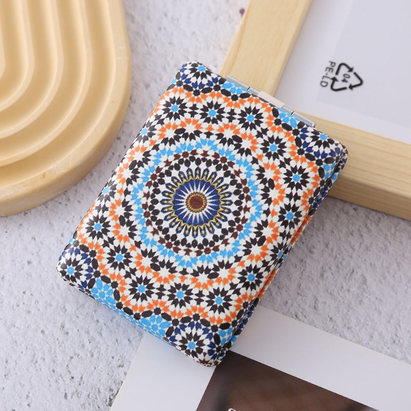 Wholesale Bohemian Style Folding Rectangular Portable Double-sided Pu Bread Mirror ACC-MR-Haic004