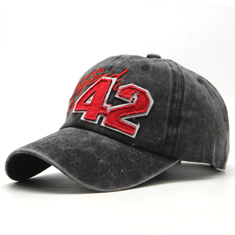 Wholesale  outdoor baseball cap number 42 embroidery washed baseball cap