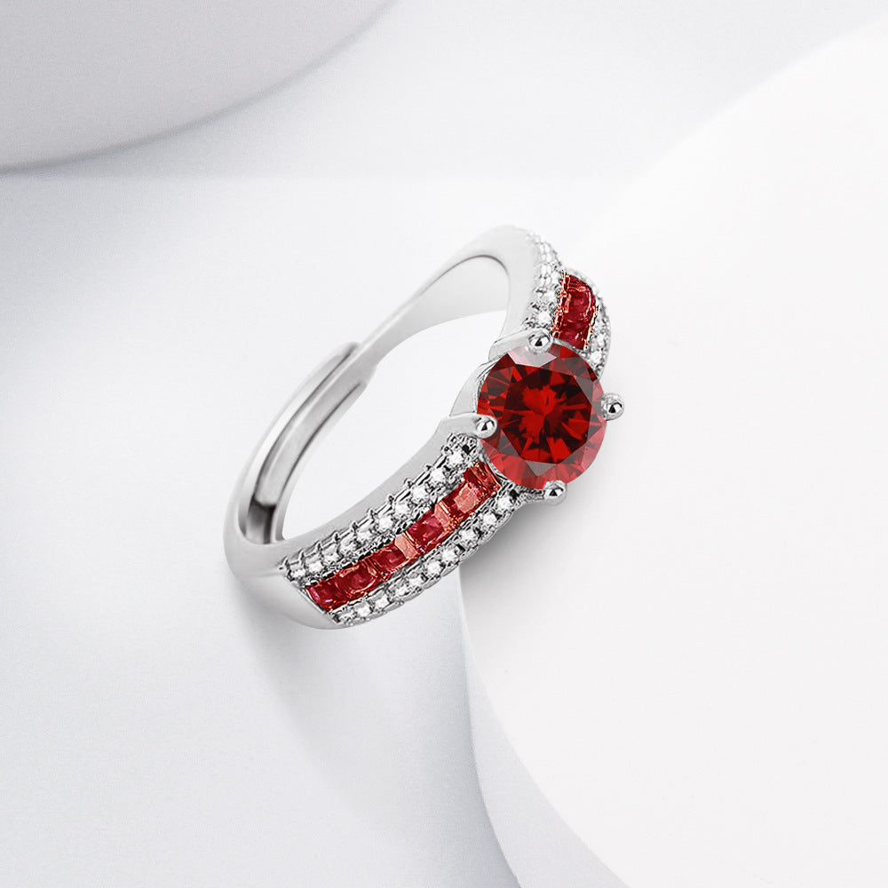 Wholesale Copper-plated ring with blue spinel and colorful cubic zirconia stones