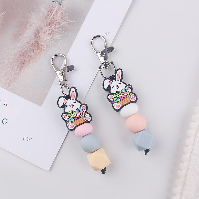 Wholesale Silicone Beaded Bracelet Jewelry Creative DIY Cartoon Rabbit Keychain