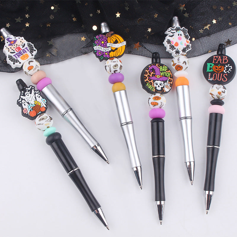 Wholesale  DIY creative  pen cute cartoon Christmas silicone beads beaded pen