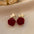 Wholesale Burgundy Flocking Bow Flower Ear Clips Earrings