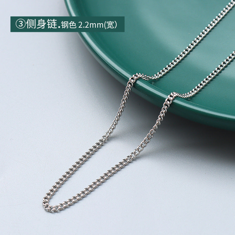 Wholesale 2pcs Cross Necklaces Snake Bone Chain Twist Chain Box Chain Titanium Steel 18K Gold Plated Clavicle Chain ACC-NE-MiLi002