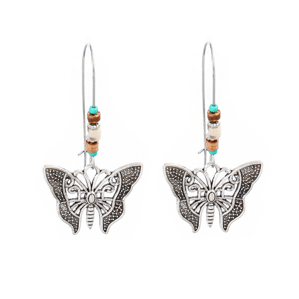Wholesale Turquoise Tassel Earrings Geometric Alloy Design for Party Wear Boutique Resale Jewelry Accessory