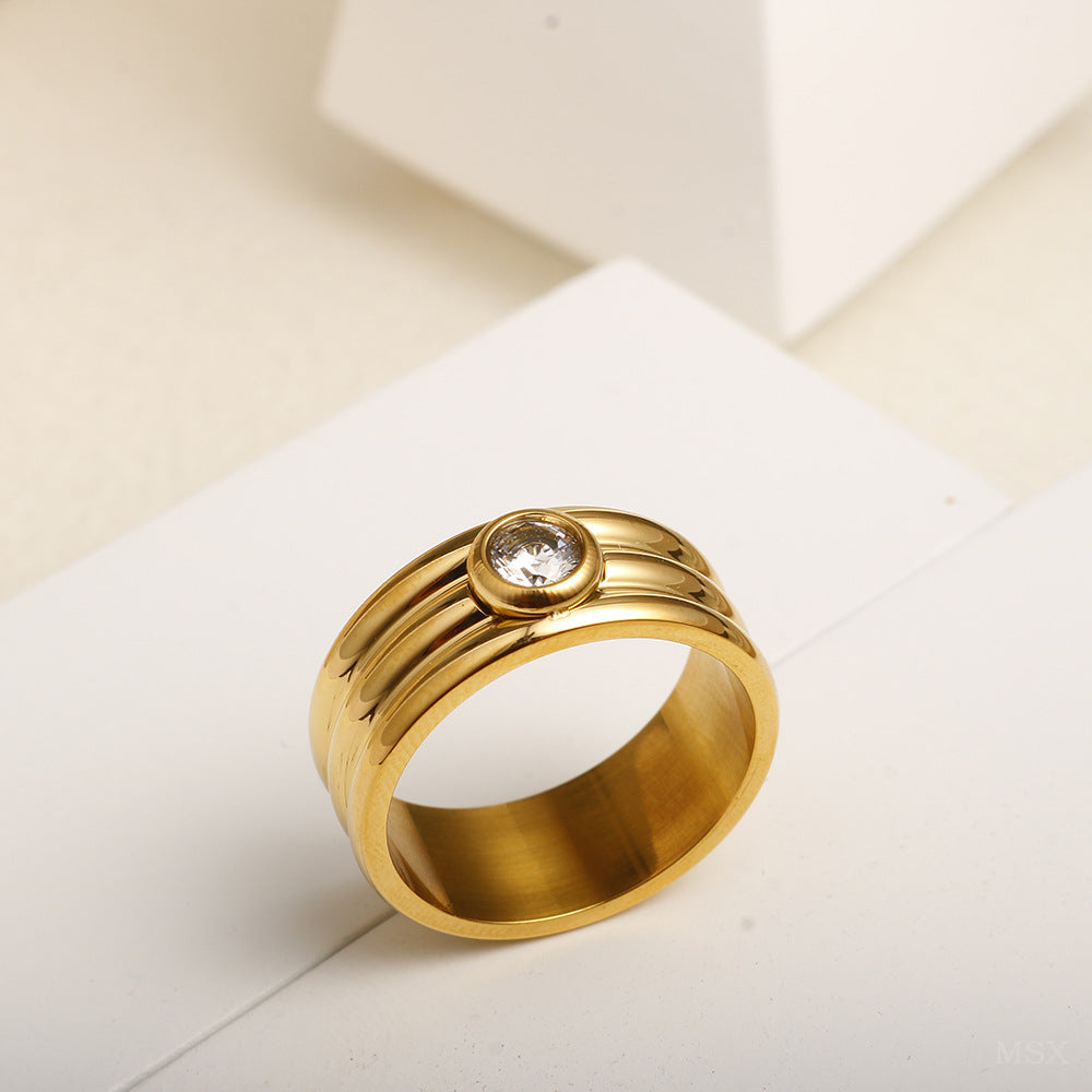 Wholesale Titanium steel zircon ring