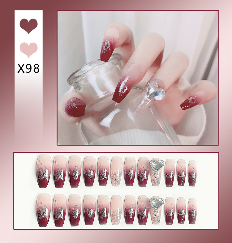 Wholesale 24 Pieces/box Diamond Butterfly Glitter Nail Art Press-on Nails Kits Nail Stickers ACC-NS-DiNa002