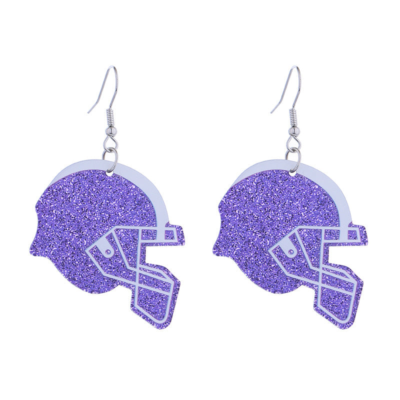 Wholesale acrylic printed super bowl featured football series creative letter earrings
