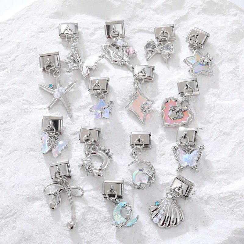 Wholesale Italian Charm Bracelet 9mm DIY Splicing Removable Stainless Steel Romantic Pendant Composable Bracelet