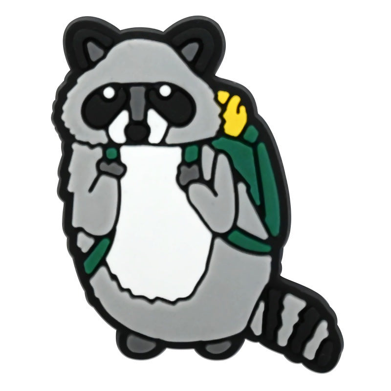 Wholesale Random 100pcs cute raccoon animal-themed  PVC Soft Rubber Shoe Buckle Decoration