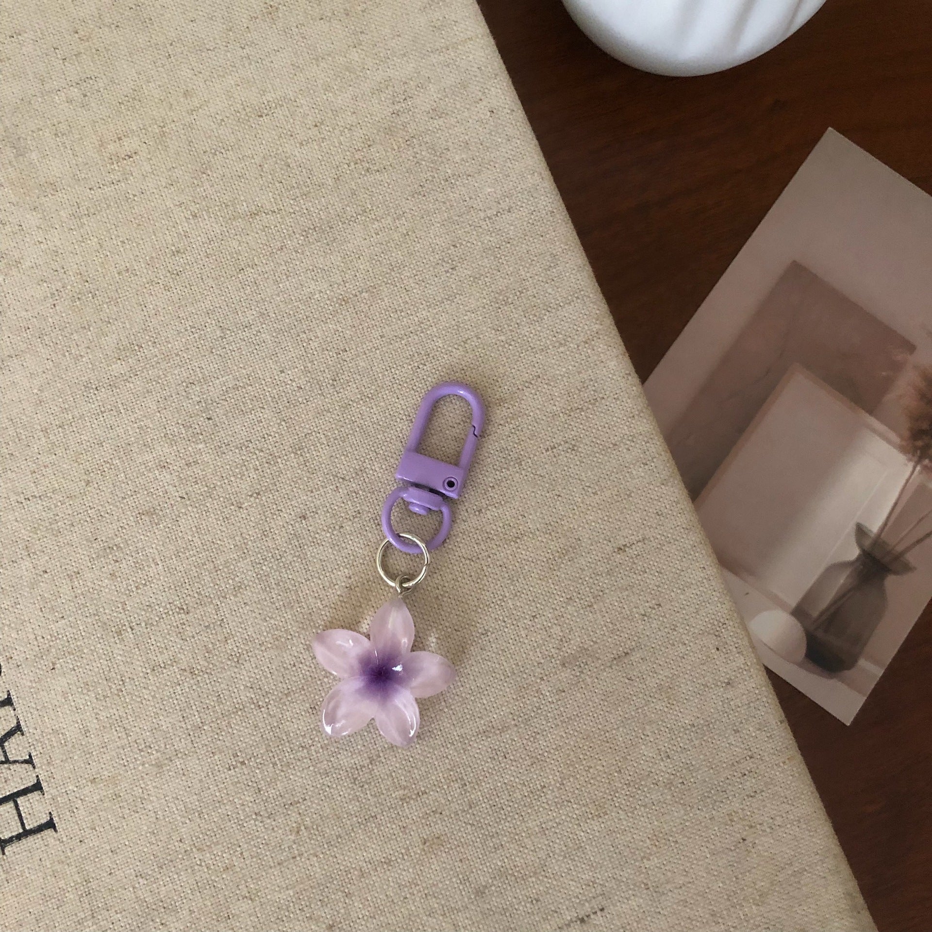 Wholesale Resin Keychain Pendant,  Transparent Purple Trendy Accessory for Bags and Keys