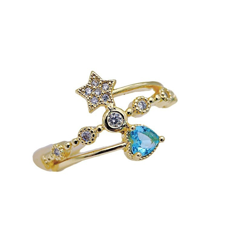 Wholesale Light Luxury Zircon Heart Five-pointed Star Open Index Rings ACC-RS-YXY003