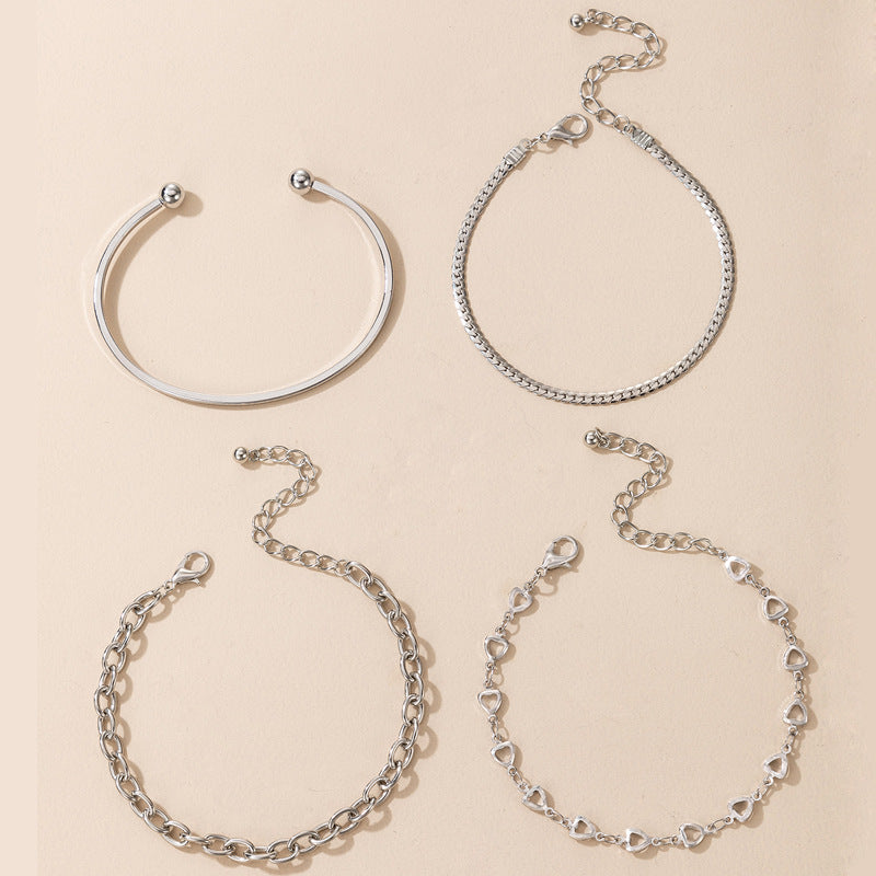 Wholesale 4pcs Silver Bracelet Valentine's Day Love Retro Bracelet ACC-BT-YongGe011