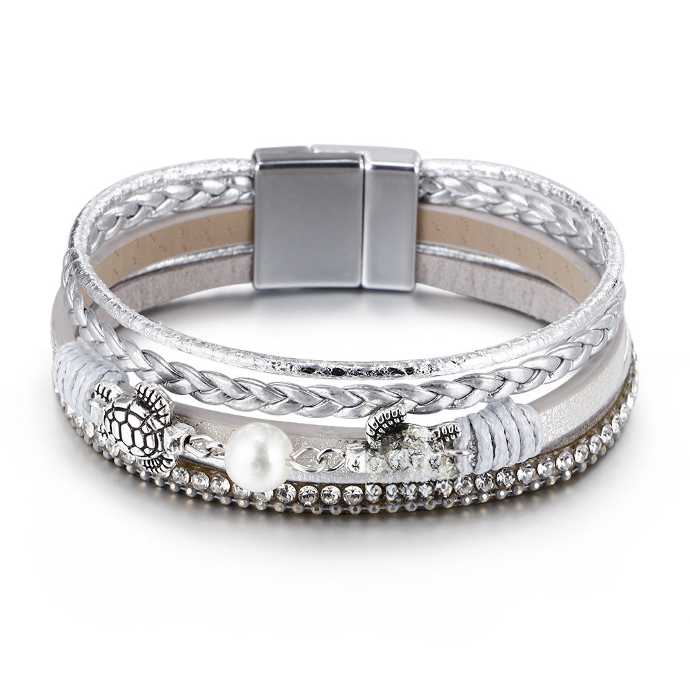 Wholesale  National style Pearl turtle magnetic buckle ladies Bracelet
